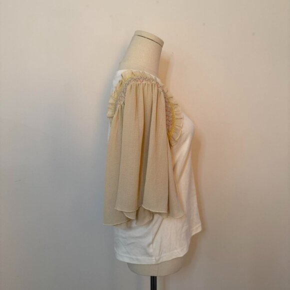 SEE BY CHLOÉ Ruffled smocked cotton-jersey top | Women’s Size Small - Picture 2 of 5